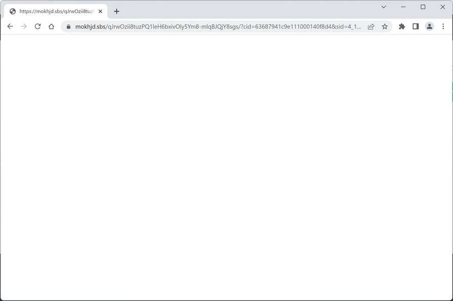 Image: Chrome browser is redirected to the Mokhjd.sbs site