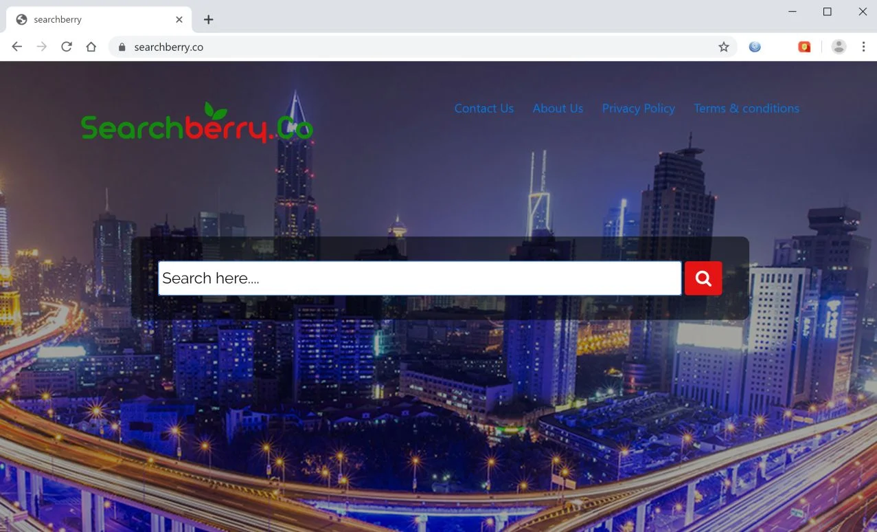 Image: Google Chrome is redirected to Searchberry.co