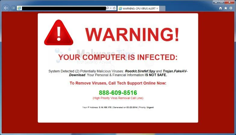 Warning! Your Computer May be Infected virus