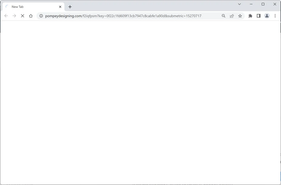 Image: Chrome browser is redirected to Pompeydesigning.com