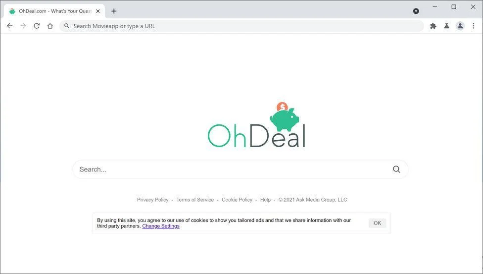Image: Chrome browser is redirected to OhDeal
