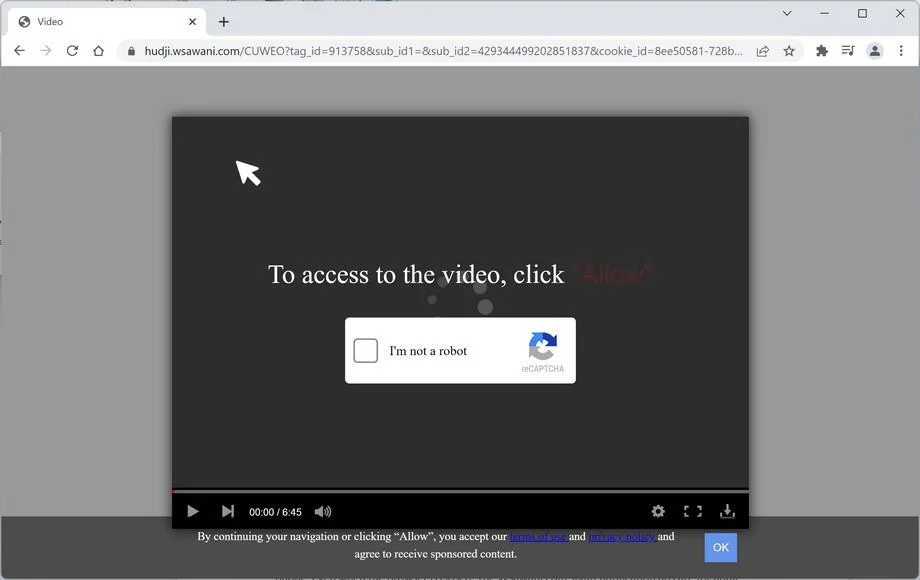 Image: Chrome browser is redirected to Wsawani.com