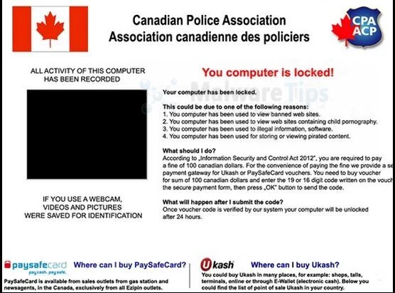 Canadian Police Association virus Canadian Police Association Ukash virus
