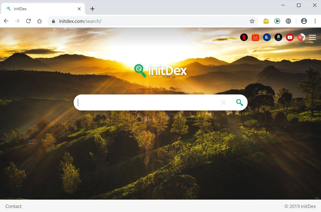 Image: Chrome browser is redirected to the Initdex.com redirect site
