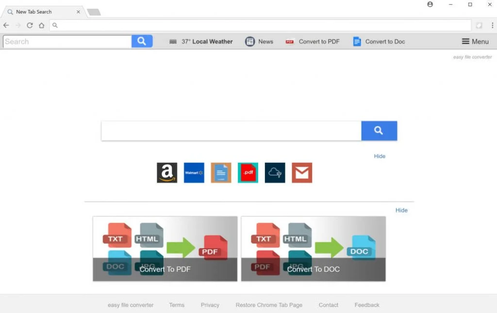 Easy File Converter New Tab redirect