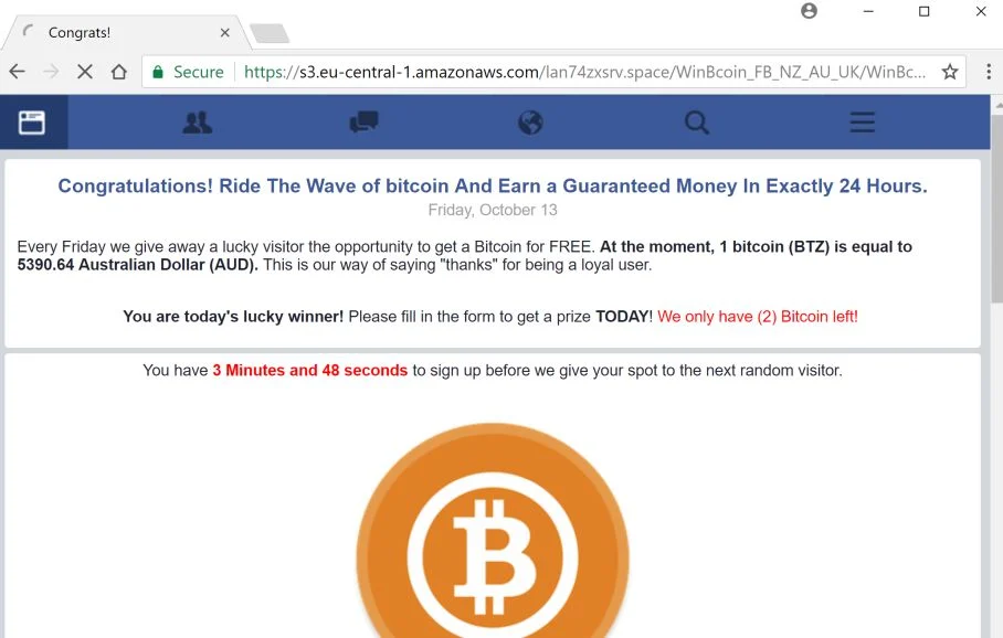 Win a prize from Bitcoin Scam