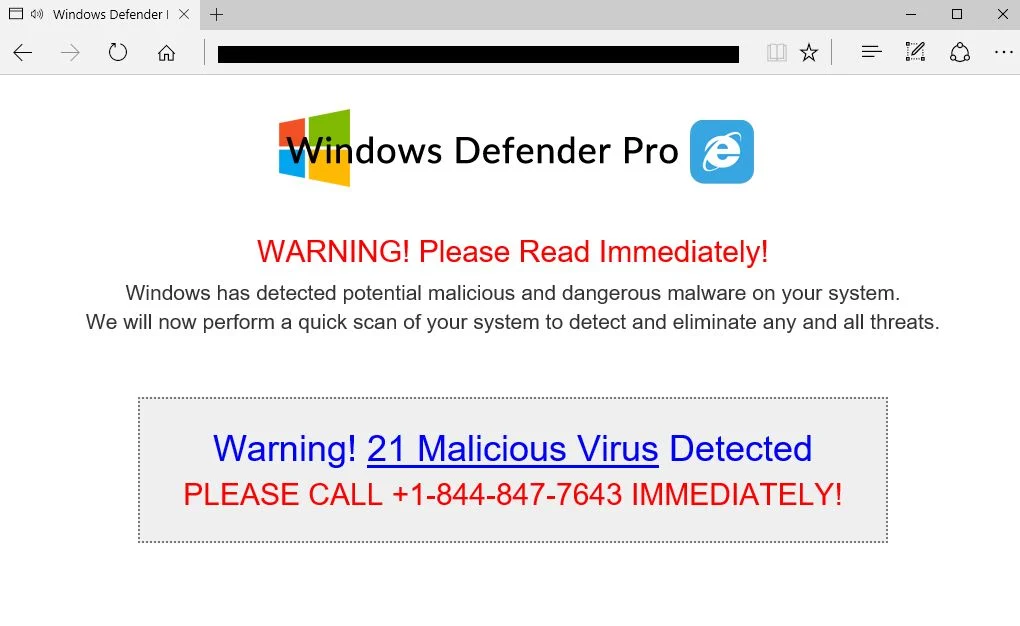 Windows Defender Pro Support Scam