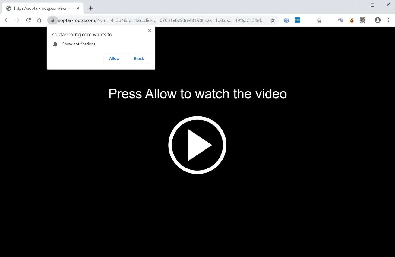 How to remove Soptar-routg.com pop-up ads (Virus Removal Guide) 1 Image: Chrome browser is redirected to Soptar-routg.com
