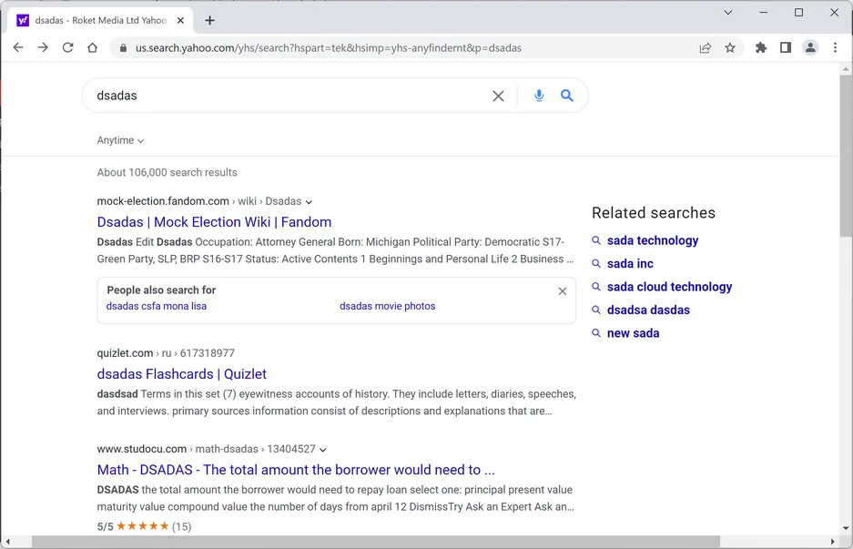 Image: Chrome browser is redirected to US.Search.Yahoo.com