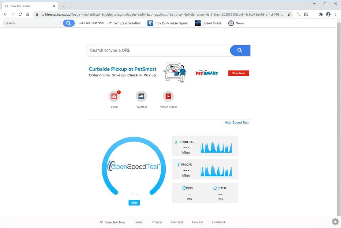 Image: Chrome browser is redirected to  Free Test Now