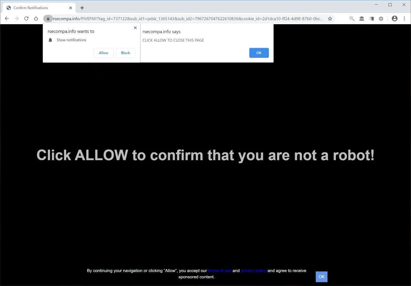 Remove Rsecompa.info pop-up ads (Virus Removal Guide) 1 Image: Chrome browser is redirected to Rsecompa.info