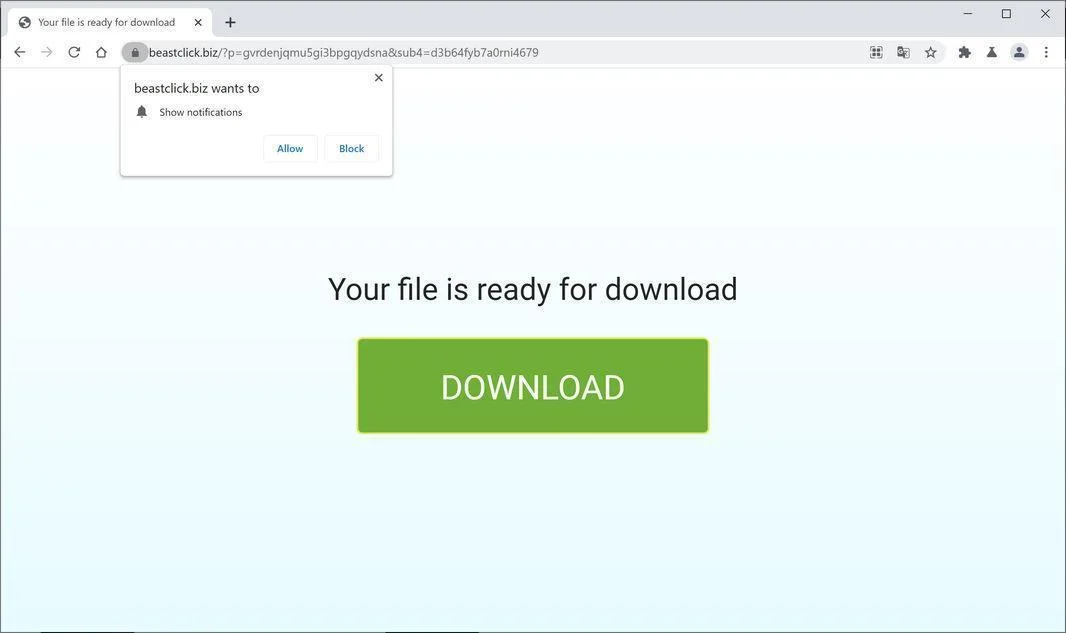 Remove Beastclick.biz pop-up ads (Virus Removal Guide) 1 Image: Chrome browser is redirected to Beastclick.biz