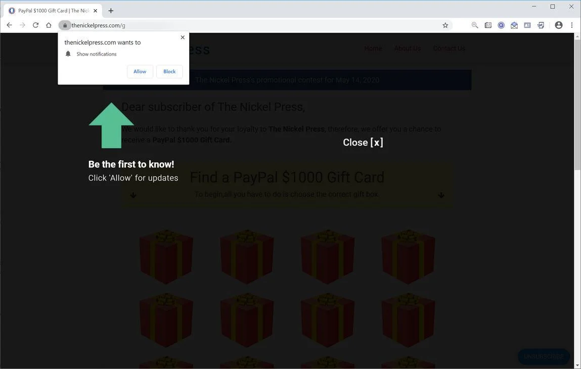 Remove Thenickelpress.com pop-up ads (Virus Removal Guide) 1 Image: Chrome browser is redirected to Thenickelpress.com