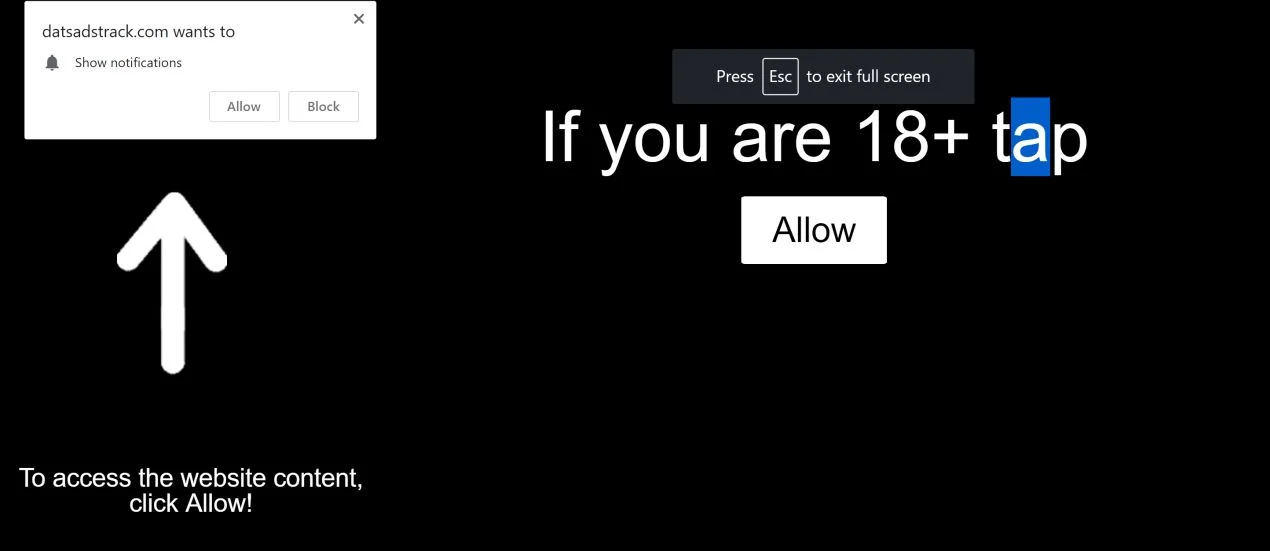 datsadstrack.com pop-up ads scam