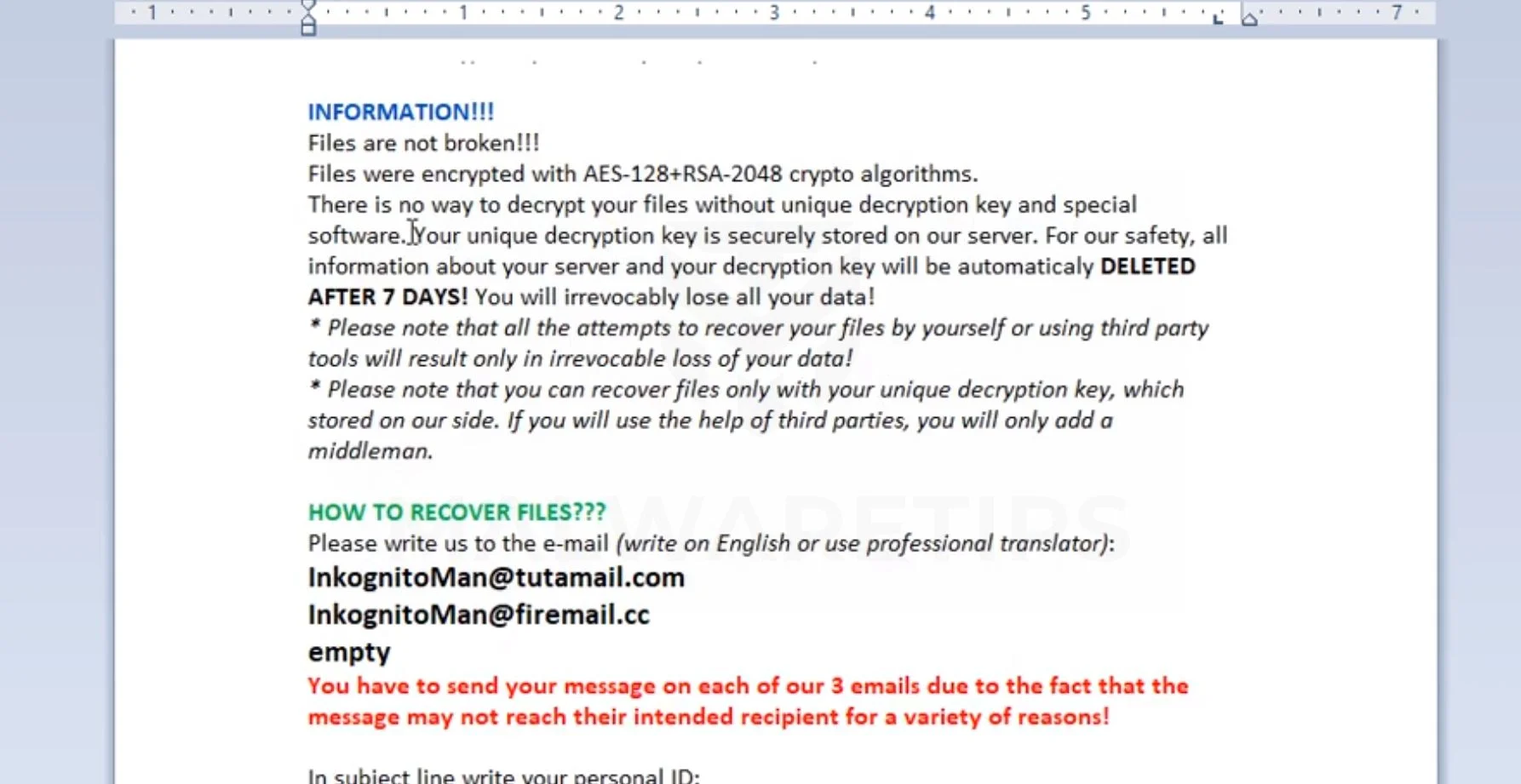 [InkognitoMan@tutamail.com] NOBAD ransomware