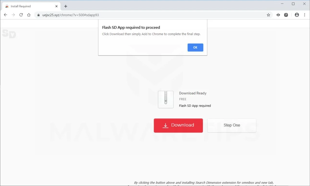 Image: Flash SD App required to proceed Scam