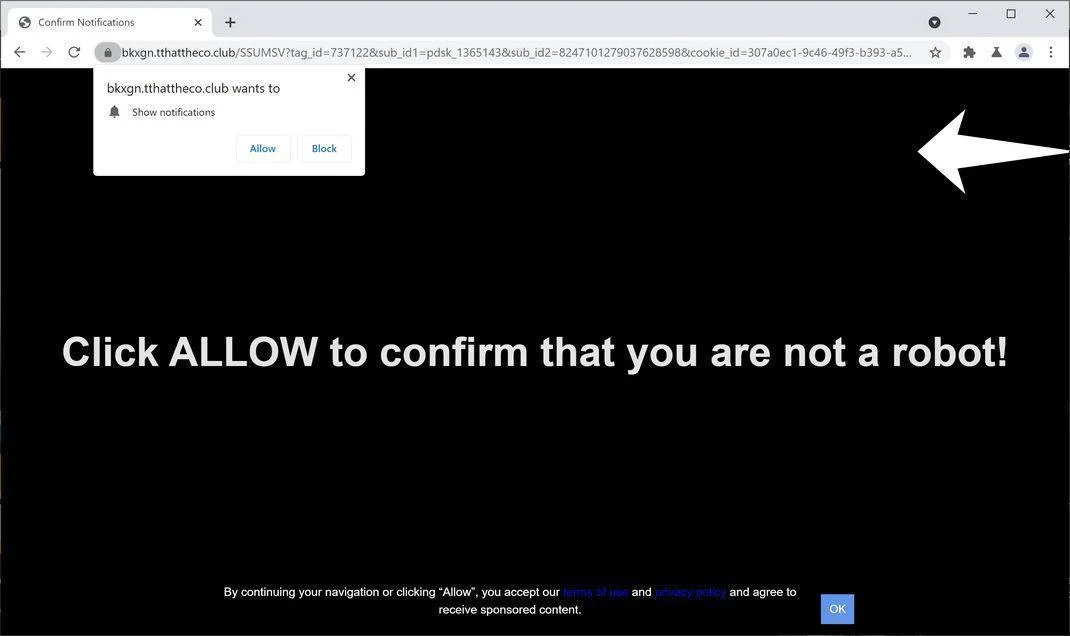 Remove Tthattheco.club pop-up ads (Virus Removal Guide) 1 Image: Chrome browser is redirected to Tthattheco.club
