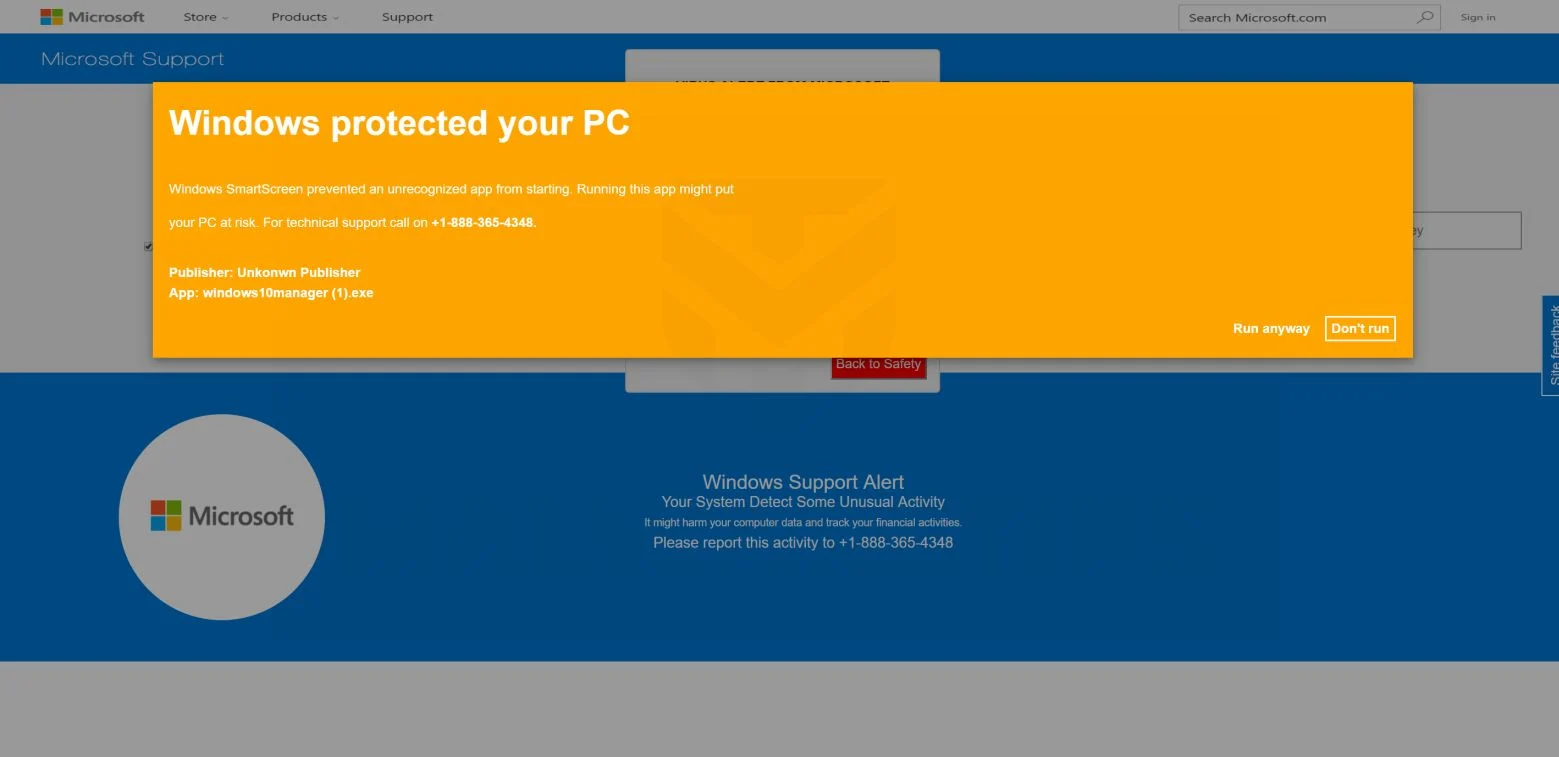 How To Remove "Windows protected your PC" Tech Support Scam 1 Image: Windows protected your PC - Tech Support Scam