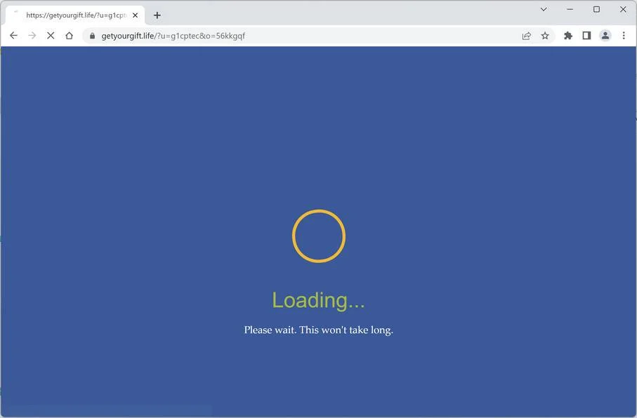 Remove Getyourgift.life Ads (Virus Removal Guide) 1 Image: Chrome browser is redirected to Getyourgift.life