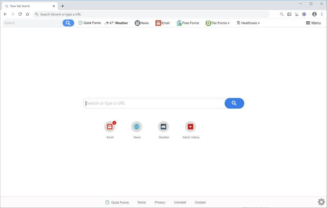 Image: Chrome browser is redirected to Quick Forms