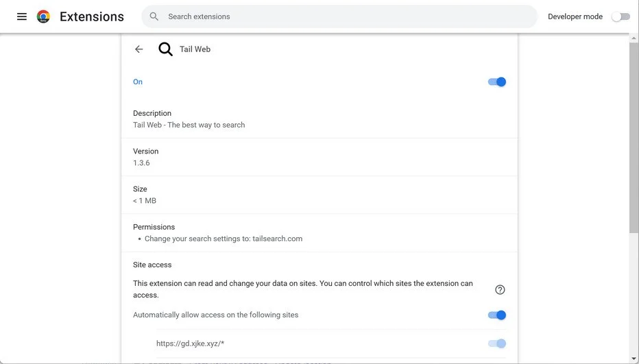 Image: Tail Web browser hijacker
