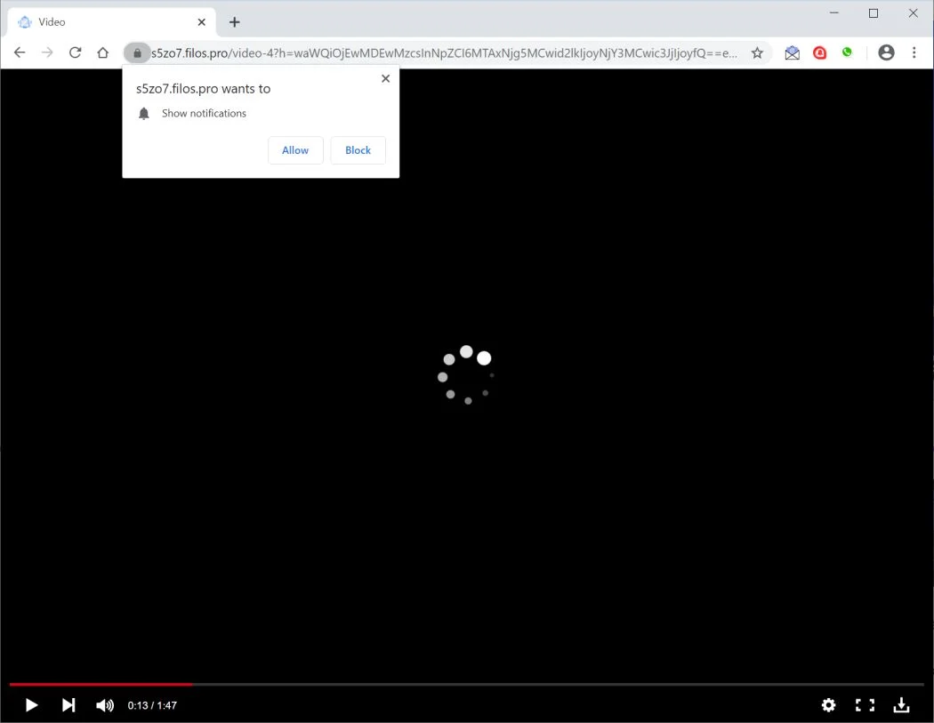 Image: Chrome browser is redirected to Filos.pro