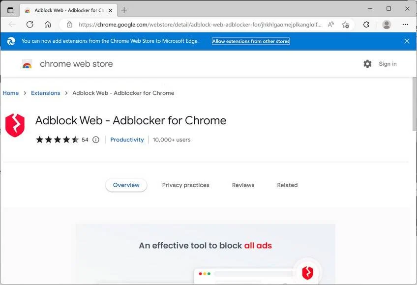 Image: Adblock Web Chrome Extension