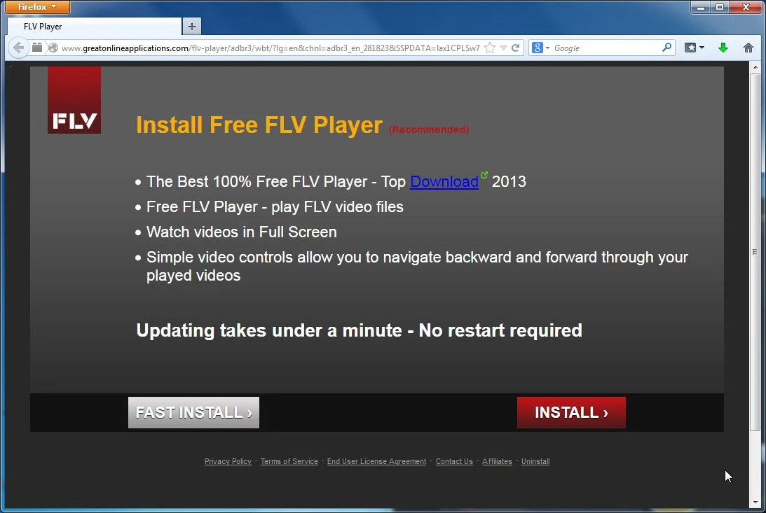[Image: GreatOnlineApplications.com pop-up virus]