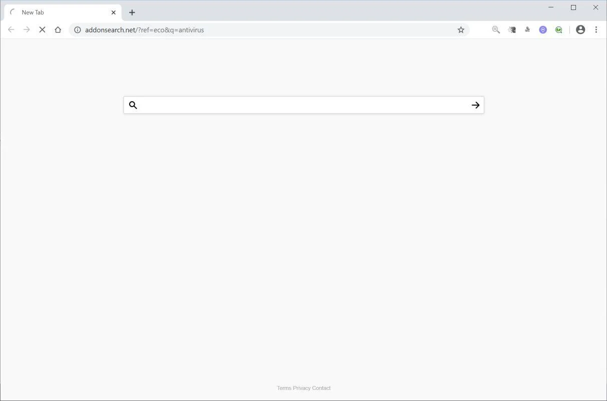 Image: Chrome browser is redirected to Addonsearch.net