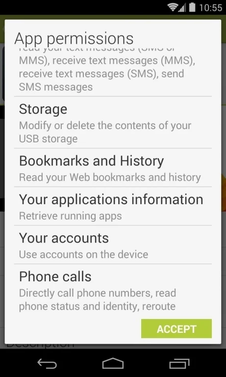 [Image: Accept the app permissions]