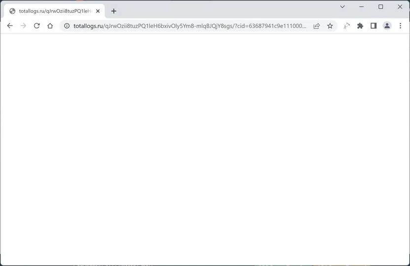 Image: Chrome browser is redirected to Totallogs.ru