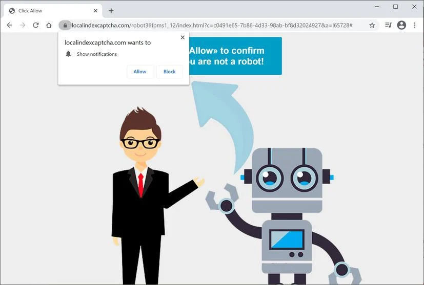 Remove Localindexcaptcha.com pop-up ads (Virus Removal Guide) 1 Image: Chrome browser is redirected to Localindexcaptcha.com
