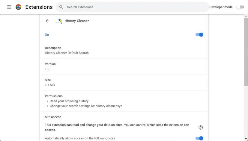 How to Remove History-Cleaner Search (Virus Removal Guide) 1 Image: History-Cleaner Chrome Extension