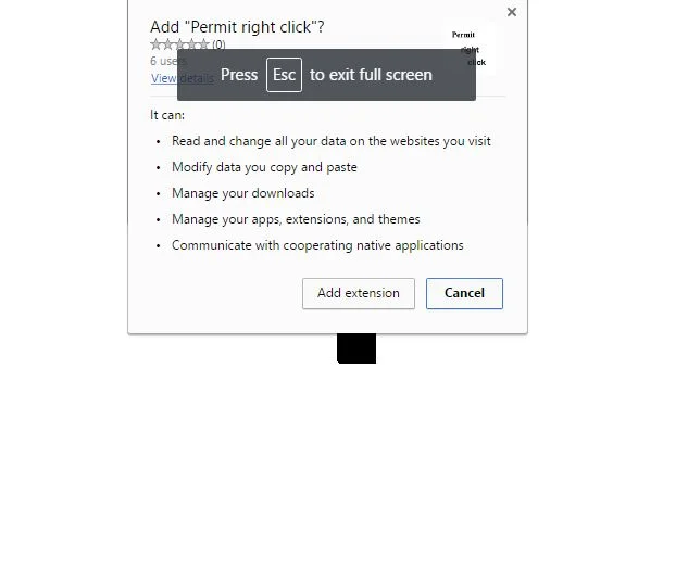 Permit right click Chrome extension virus