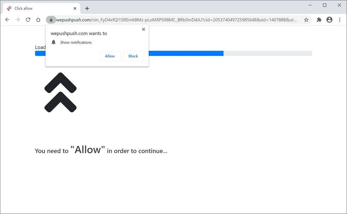 Remove Wepushpush.com pop-up ads (Virus Removal Guide) 1 Image: Chrome browser is redirected to Wepushpush.com