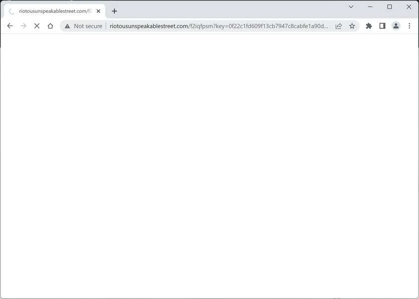 Image: Chrome browser is redirected to the Riotousunspeakablestreet.com site