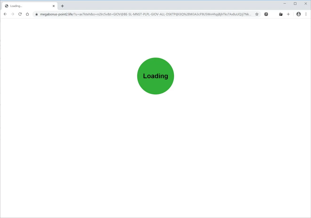 Image: Chrome browser is redirected to Megabonus-point2.life