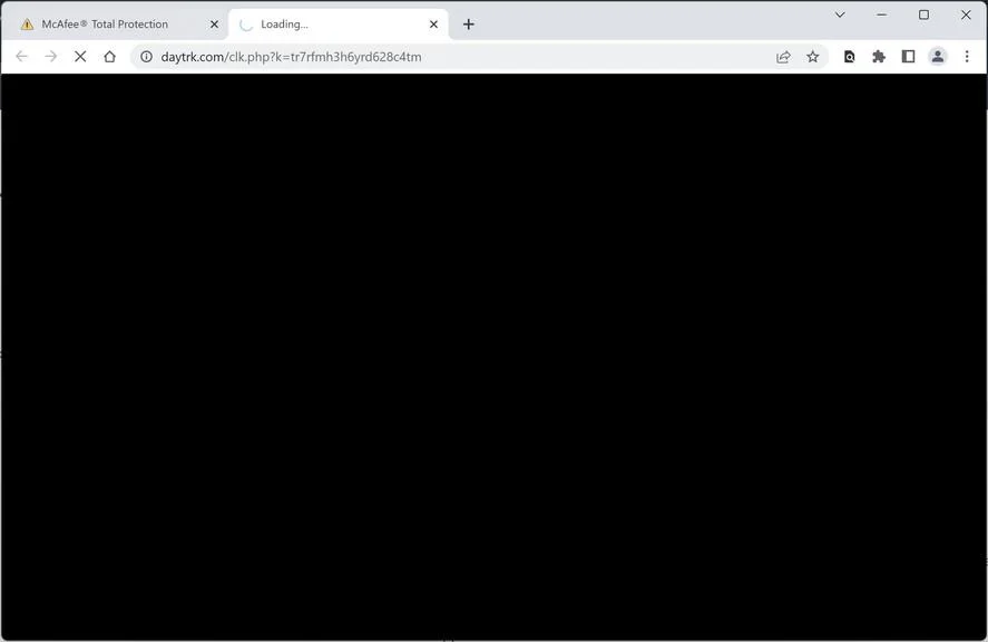 Image: Chrome browser is redirected to Daytrk.com