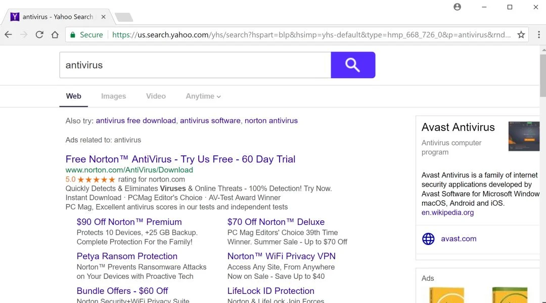 YahooProvidedSearch Browser Hijacker Virus