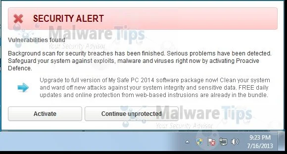 [Image: My Safe PC 2014 Security Alert]