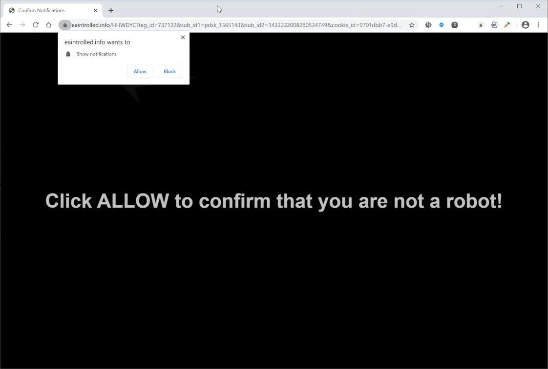 Remove Eaintrolled.info pop-up ads (Virus Removal Guide) 1 Image: Chrome browser is redirected to Eaintrolled.info
