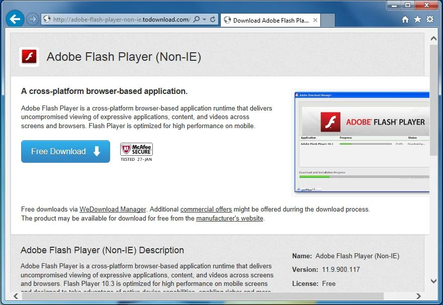 [Image: adobe-flash-player-non-ie.todownload.com virus removal]