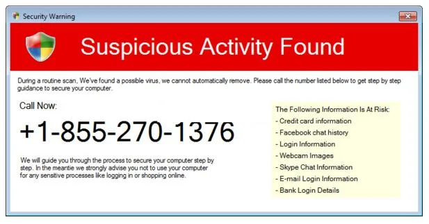 Suspicious Activity Found Virus