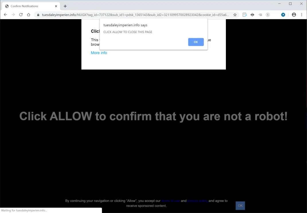 How to remove Tuesdaleyimperien.info pop-up ads (Virus Removal Guide) 1 Image: Chrome browser is redirected to Tuesdaleyimperien.info