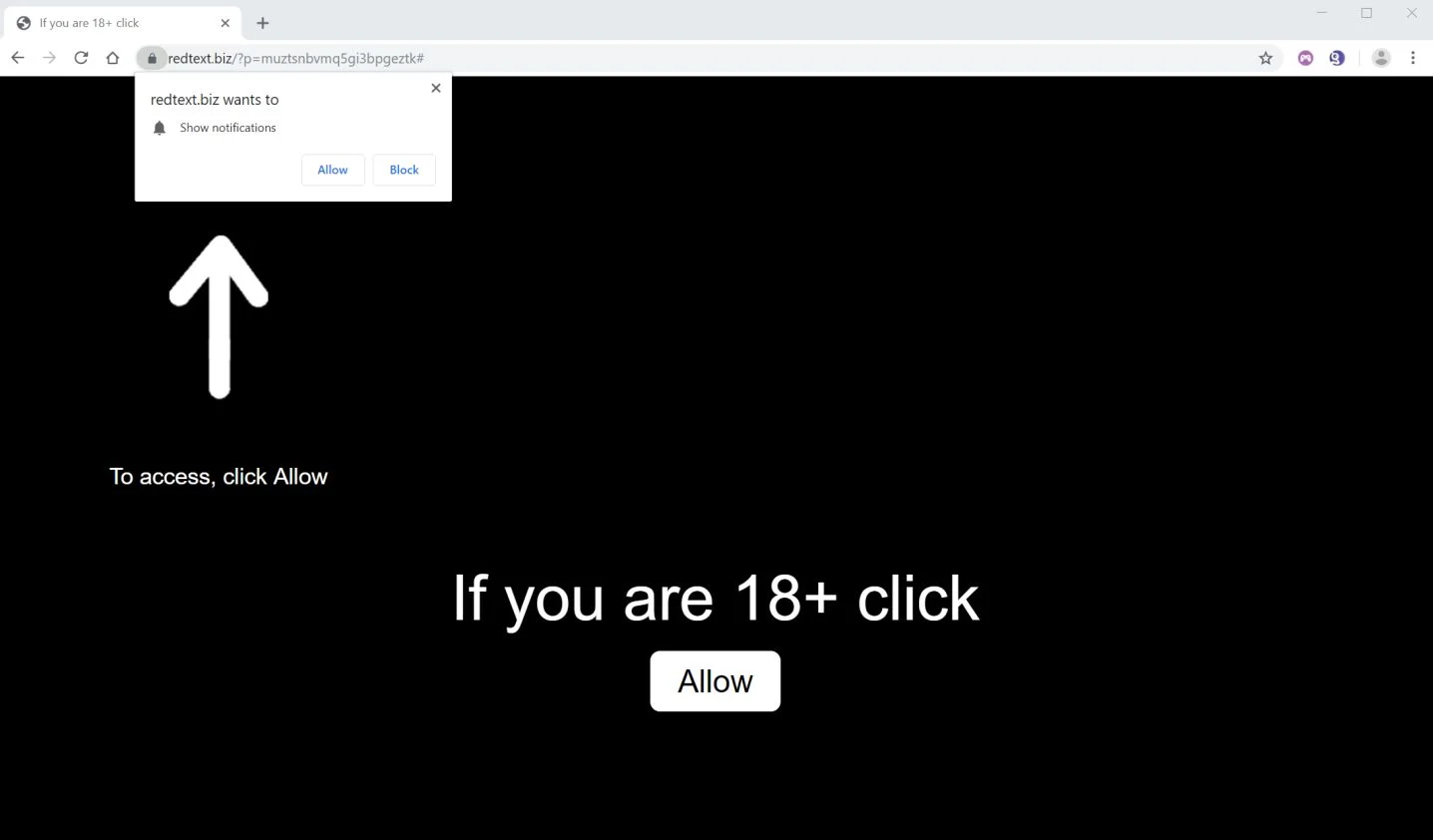 How to remove Redtext.biz pop-up ads (Virus Removal Guide) 1 Image: Chrome browser is redirected to Redtext.biz