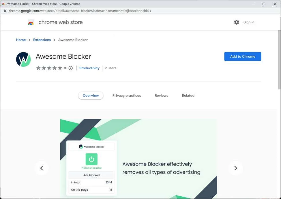 Image: Awesome Blocker Chrome Extension