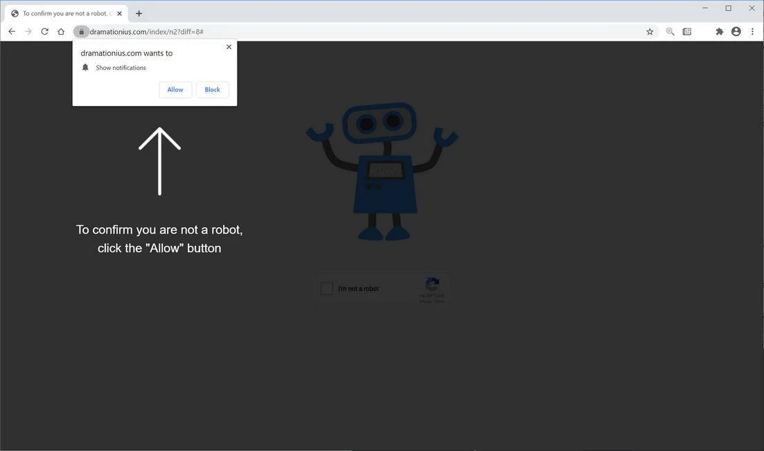 Remove Dramationius.com pop-up ads (Virus Removal Guide) 1 Image: Chrome browser is redirected to Dramationius.com