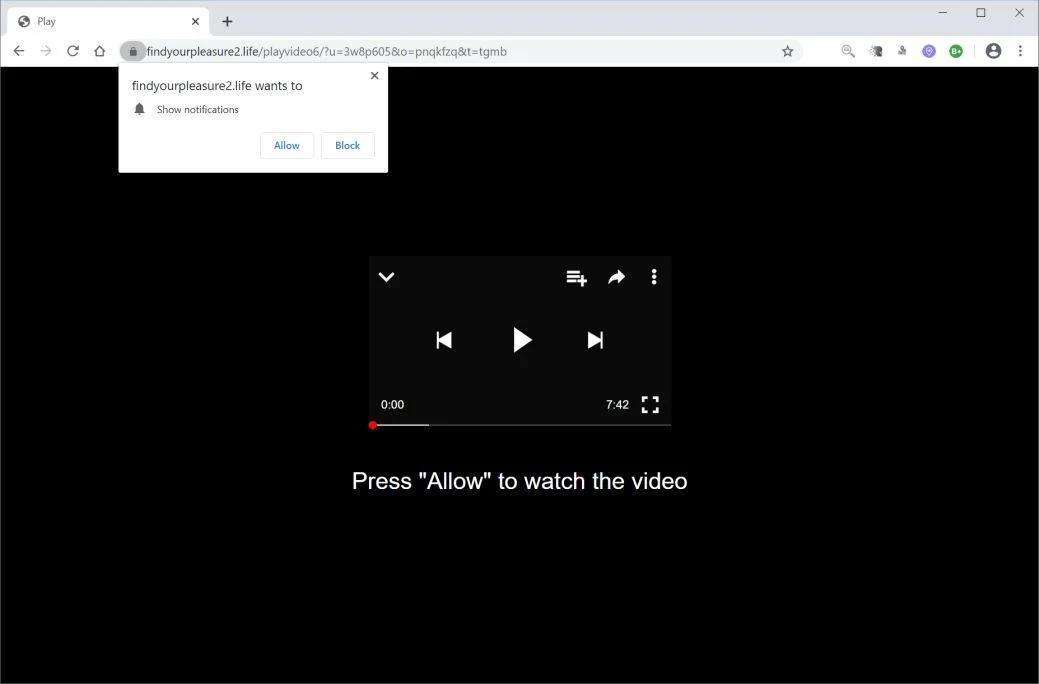 Remove Findyourpleasure2.life pop-up ads (Virus Removal Guide) 1 Image: Chrome browser is redirected to Findyourpleasure2.life