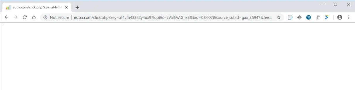 Image: Chrome browser is redirected to Eutrx.com
