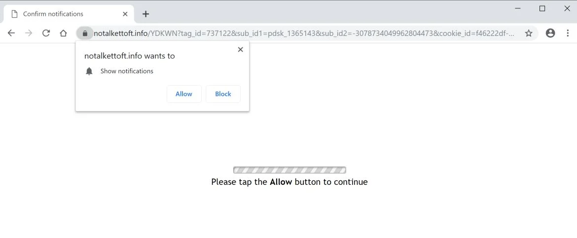 How to remove Notalkettoft.info pop-up ads (Virus Removal Guide) 1 Image: Chrome browser is redirected to the Notalkettoft.info site